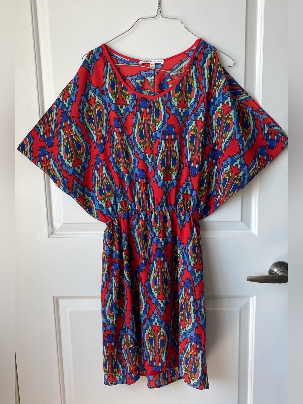 Collective Concepts Red Multicolor Printed Mini Dress